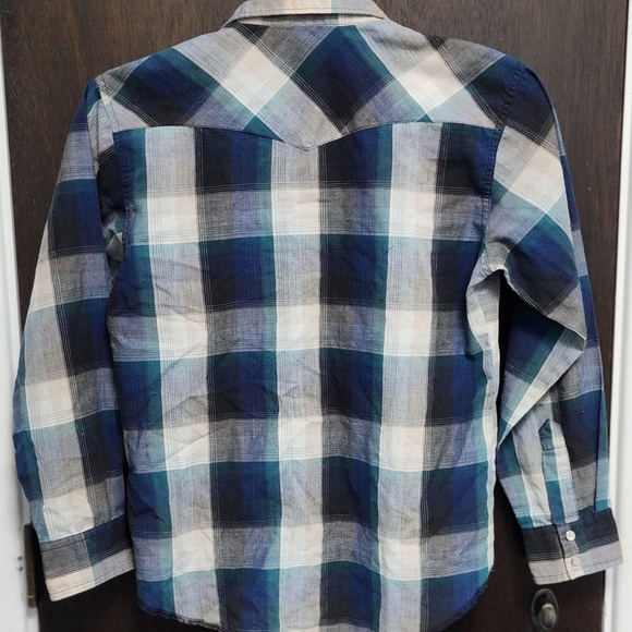 TWO Plaid vintage Wrangler western ranch shirts 14 & L - Picture 12 of 12